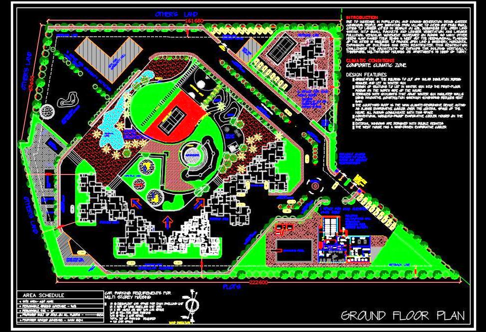 Architectural Master Plan for Group Housing in AutoCAD DWG